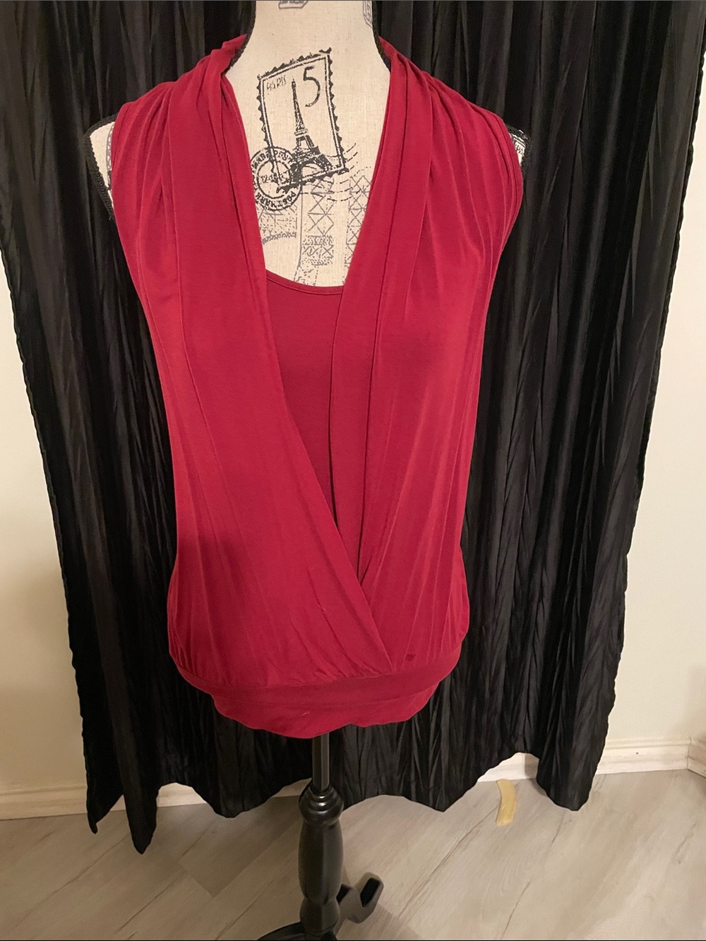 Tart Sleeveless Surplice Tank in Deep Red